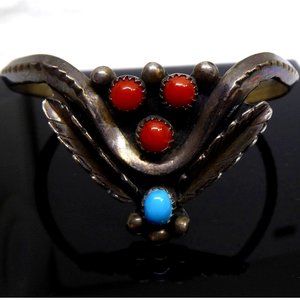 Signed Mary S Lew Native American Navajo Stylized Insect Cuff Bracelet